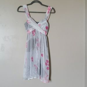 Johnny Martin Pink, White & Gray Floral Dress